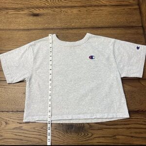 Champion Light Gray Grey Crop Top Cropped Tee T-Shirt Women’s Size Small Classic